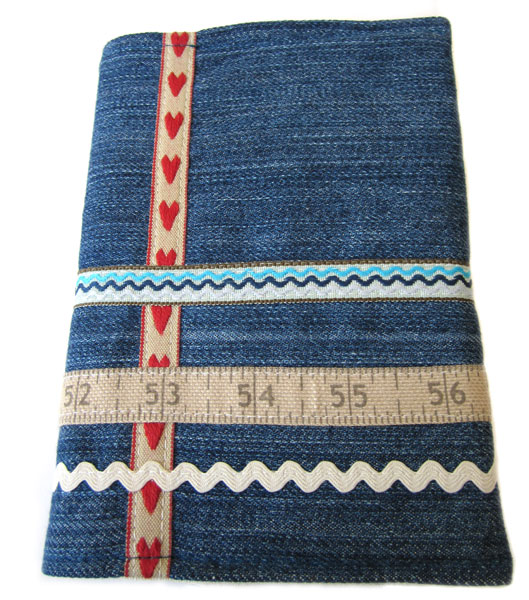 Book cover made from old jeans.