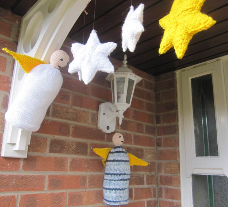 Angels and stars in the porch.